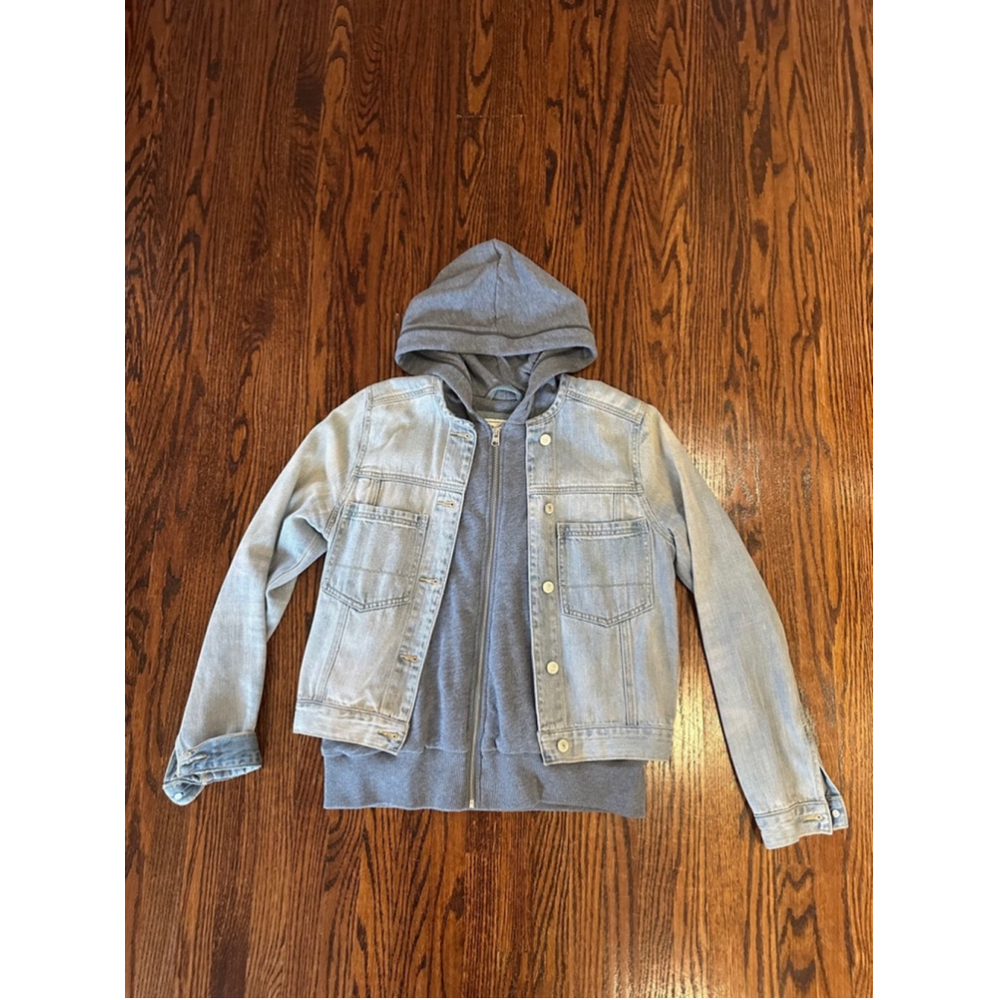 Women's Abercrombie & Fitch Denim Jacket Hoodie Size M Blue Gray